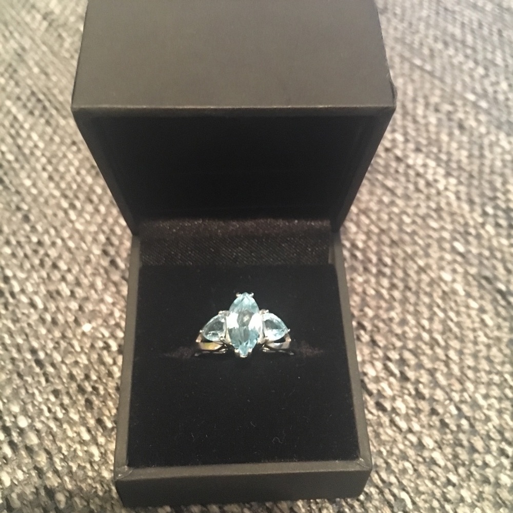 Sky Blue Topaz Silver Ring, Size 7